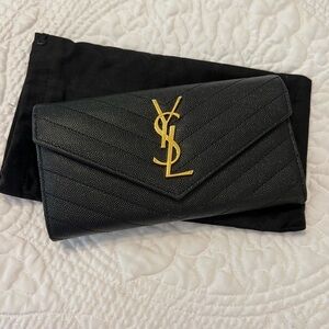 YSL Monogramme Logo Leather Flap Wallet